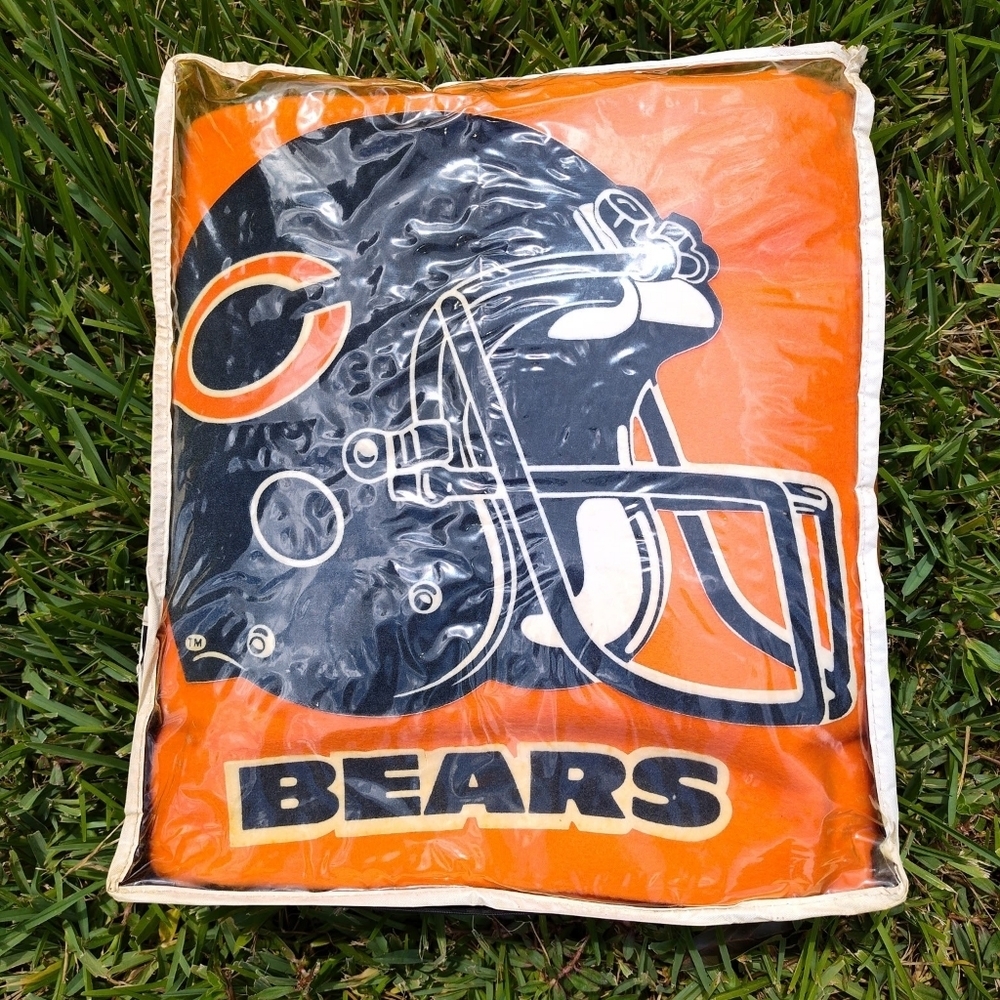 VINTAGE 40x60 1980's Chicago Bears Stadium Blanket. Never Used Original Package - Picture 4 of 4